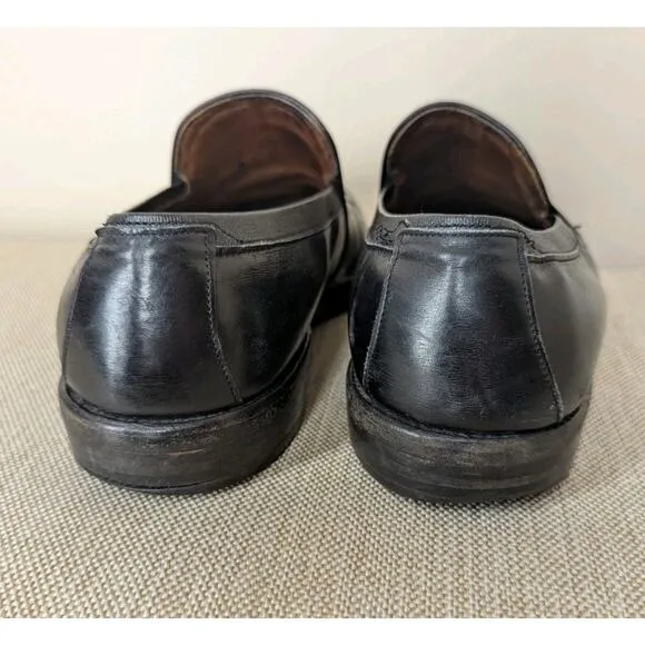 Vintage Allen Edmonds Leather Tassel Dress Shoes Black Men 9 D Made In USA