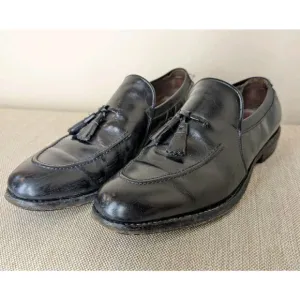 Vintage Allen Edmonds Leather Tassel Dress Shoes Black Men 9 D Made In USA