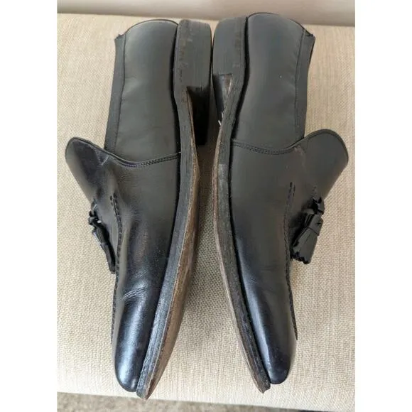 Vintage Allen Edmonds Leather Tassel Dress Shoes Black Men 9 D Made In USA