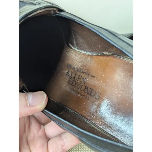 Vintage Allen Edmonds Leather Tassel Dress Shoes Black Men 9 D Made In USA