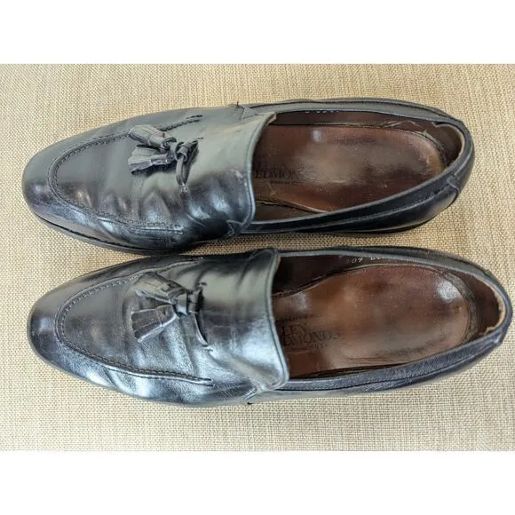 Vintage Allen Edmonds Leather Tassel Dress Shoes Black Men 9 D Made In USA