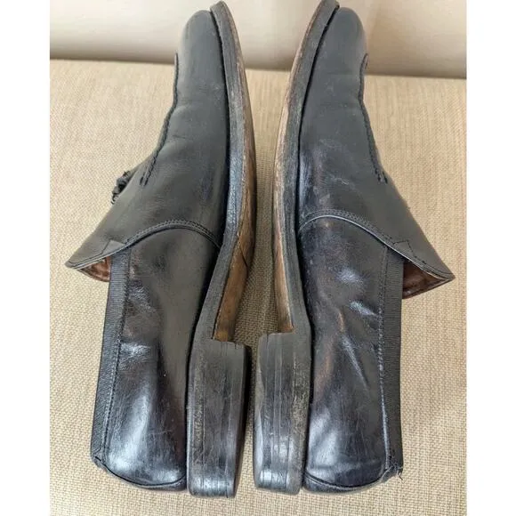 Vintage Allen Edmonds Leather Tassel Dress Shoes Black Men 9 D Made In USA