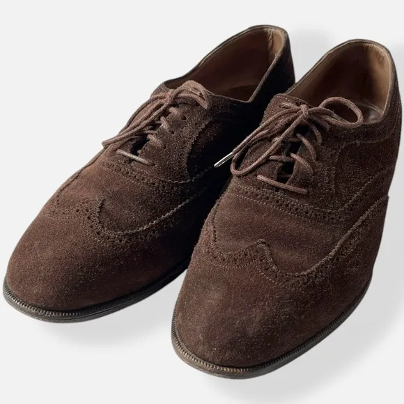 Vintage Bally For Vincent Brown Suede Leather Dress Oxford Wingtip Shoes Lacedup