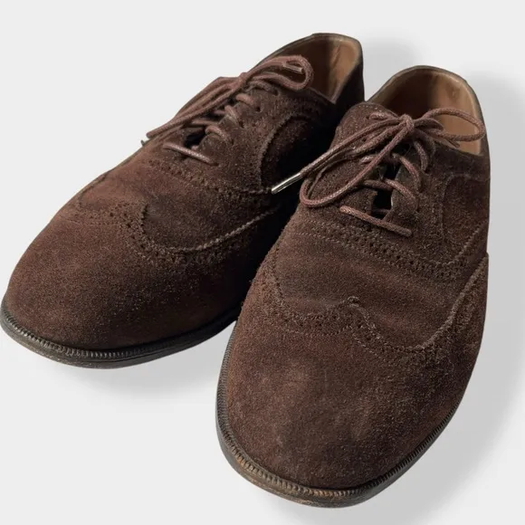Vintage Bally For Vincent Brown Suede Leather Dress Oxford Wingtip Shoes Lacedup