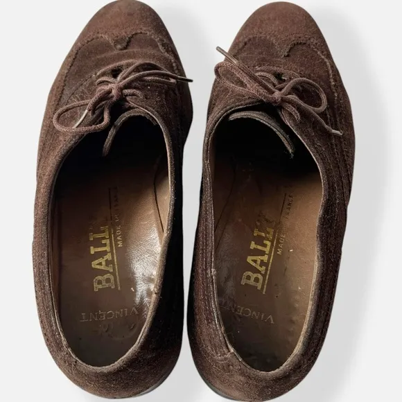 Vintage Bally For Vincent Brown Suede Leather Dress Oxford Wingtip Shoes Lacedup