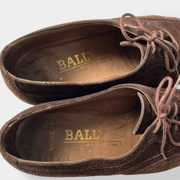 Vintage Bally For Vincent Brown Suede Leather Dress Oxford Wingtip Shoes Lacedup