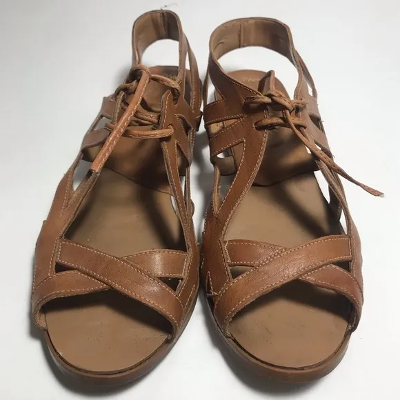 Vintage East Fifth Brown Low Wedge Gladiator Strappy Sandals Siz 7 1/2