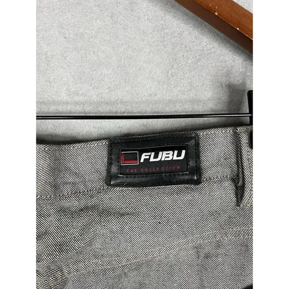 Vintage FUBU Carpenter Denim Jeans Mens 38x34 Baggy Grunge Y2K Gray Silver