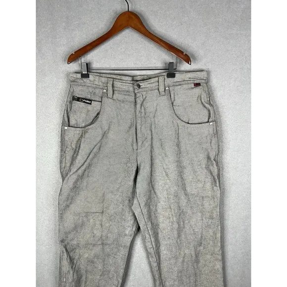 Vintage FUBU Carpenter Denim Jeans Mens 38x34 Baggy Grunge Y2K Gray Silver