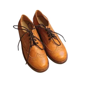 Vintage Genuine Leather Tan Boys Dress Shoes/Mikoleon/Size 37