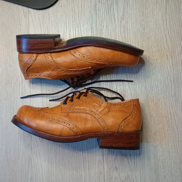 Vintage Genuine Leather Tan Boys Dress Shoes/Mikoleon/Size 37