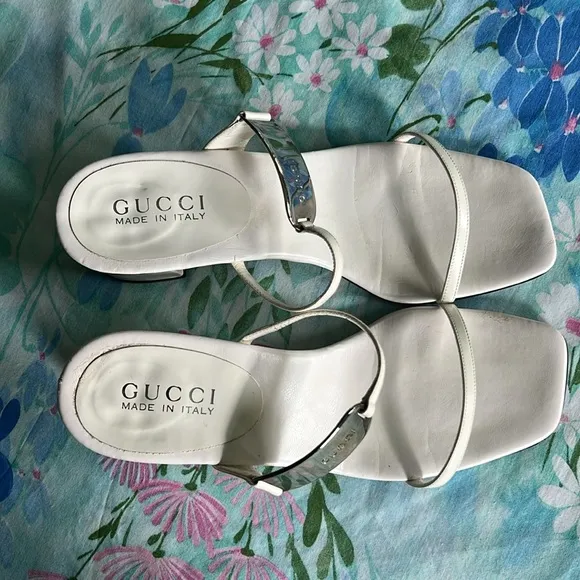 Vintage Gucci Strappy Sandals Silver Accent - 6B