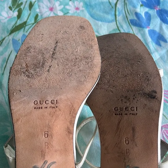 Vintage Gucci Strappy Sandals Silver Accent - 6B