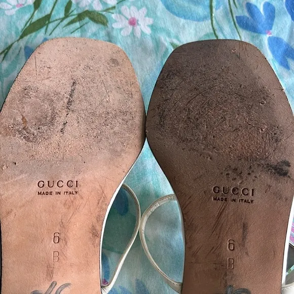 Vintage Gucci Strappy Sandals Silver Accent - 6B