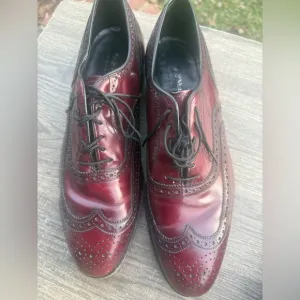 VINTAGE JOHNSON &amp; MURPHY MENS  ARISTOCRATIC BURGANDY SHELL DRESS SHOES SIZE 8