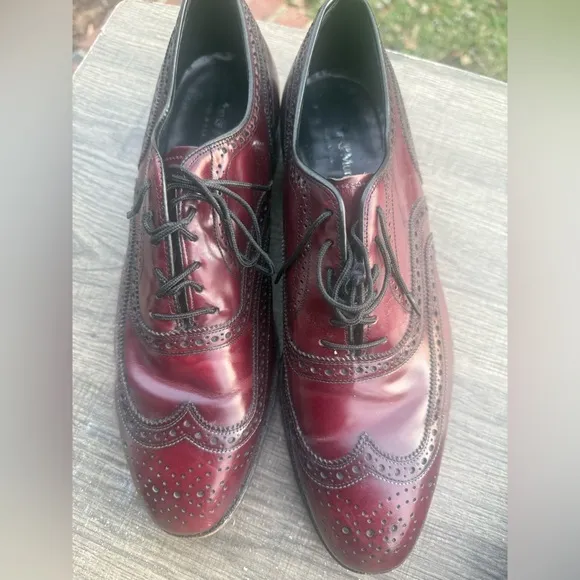 VINTAGE JOHNSON &amp; MURPHY MENS  ARISTOCRATIC BURGANDY SHELL DRESS SHOES SIZE 8