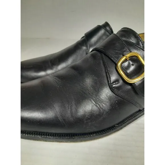 Vintage Magnanni Marco Monkstrap Dress Shoes Men's Sz 9 Black Gold‎