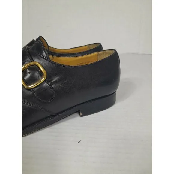 Vintage Magnanni Marco Monkstrap Dress Shoes Men's Sz 9 Black Gold‎