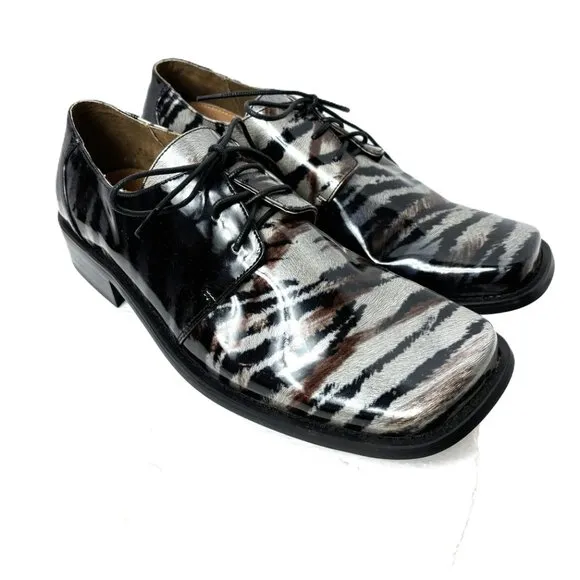 Vintage Zebra Zoot  Silver Brwn/Blk   Oxford Formal Dress Shoe Rare OOAK NWOT