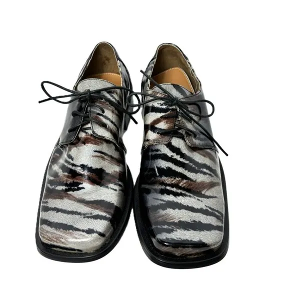 Vintage Zebra Zoot  Silver Brwn/Blk   Oxford Formal Dress Shoe Rare OOAK NWOT