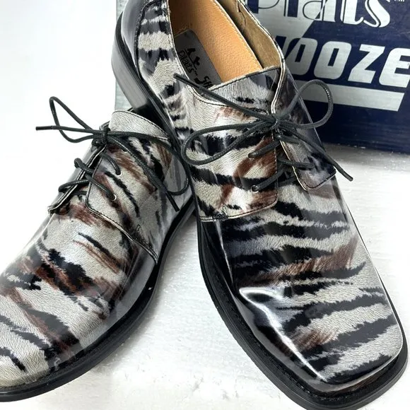 Vintage Zebra Zoot  Silver Brwn/Blk   Oxford Formal Dress Shoe Rare OOAK NWOT