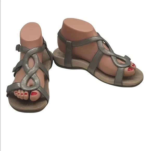 Vionic Jodie metallic silver sandals flats shoes size 6