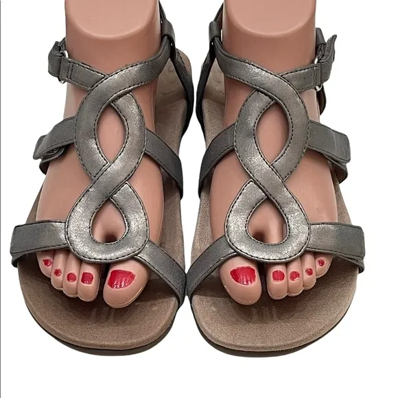 Vionic Jodie metallic silver sandals flats shoes size 6