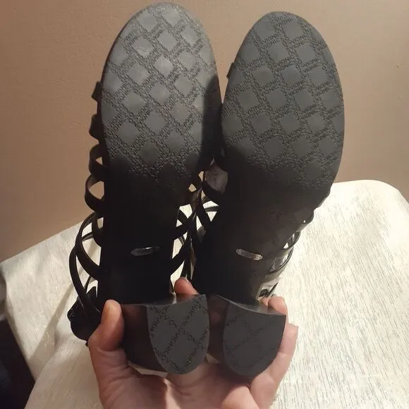 Vionic Perk Sami Block Heels Sandals Solid Black Size 11 Strappy