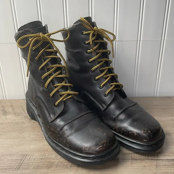 Vtg 90's Dr Martens 9279 DM's Brown 8 Eyelet Boots Made in England Mens UK sz 7