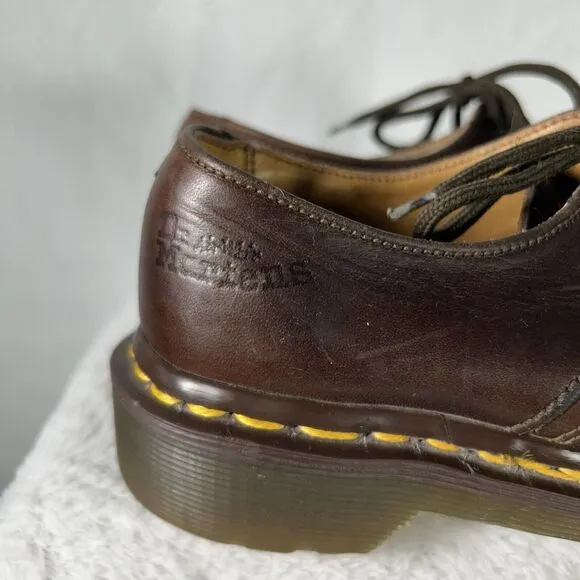VTG. Dr. Martens 8168 Original Brown Leather Oxford Shoes England UK Sz 12 Youth