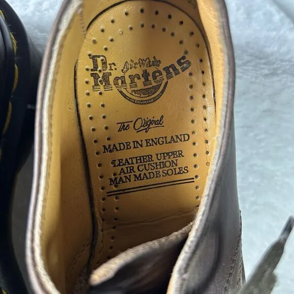 VTG. Dr. Martens 8168 Original Brown Leather Oxford Shoes England UK Sz 12 Youth