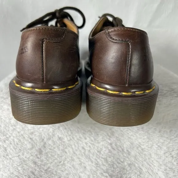 VTG. Dr. Martens 8168 Original Brown Leather Oxford Shoes England UK Sz 12 Youth
