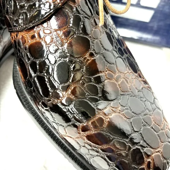 VTG Zoot Suit Faux Alligator Oxford Formal Dark Brown Dress Shoe Rare OOAK NWOT