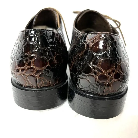 VTG Zoot Suit Faux Alligator Oxford Formal Dark Brown Dress Shoe Rare OOAK NWOT