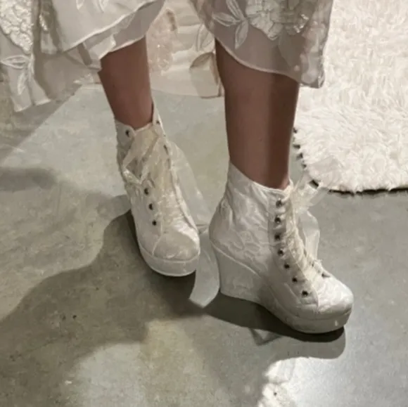 Wedding Wedge Lace Boots