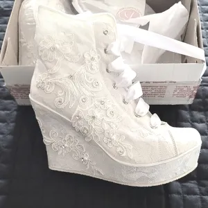 Wedding Wedge Lace Boots