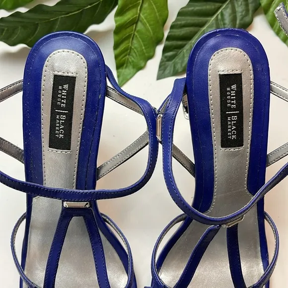 WHBM INDIGO STRAPPY HEELS