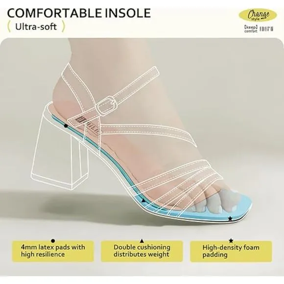 Women Chunky Block Heels Square Toe Low Heels Wedding Prom Bride Heels