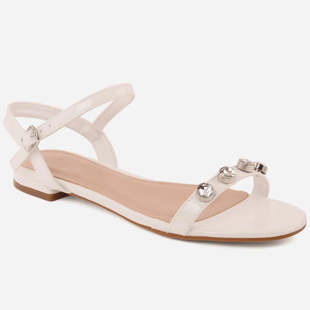 Women "MARGOT" Low Heel Gemstone Sandals
