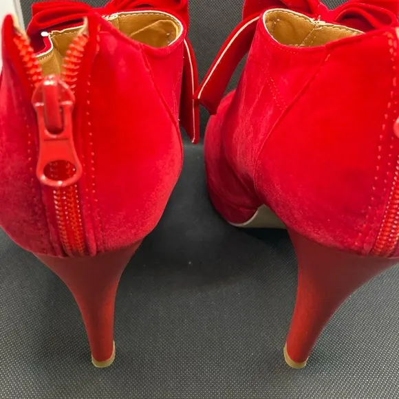 Women Sexy Red Heels Shoe With Bow