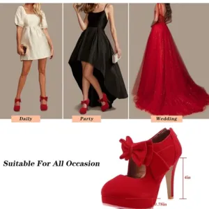 Women Sexy Red Heels Shoe With Bow