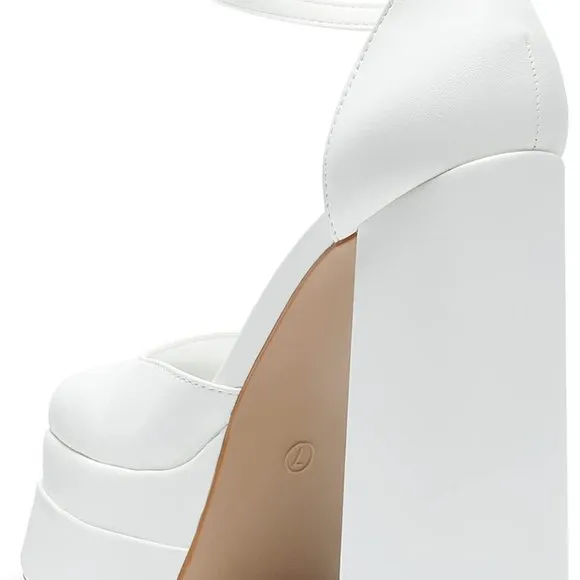 Women’s High Chunky Platform Closed Toe Block Heels Square Toe Ankle Strap Dress