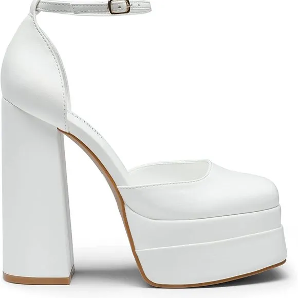 Women’s High Chunky Platform Closed Toe Block Heels Square Toe Ankle Strap Dress