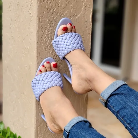 Women's High Heel Mule Sandals Periwinkle Color