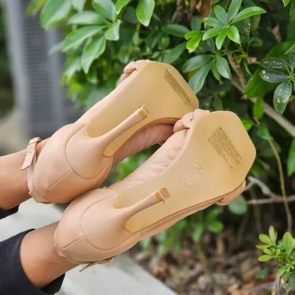 Women's Nude Braided Single Band Ankle Strap Sandals