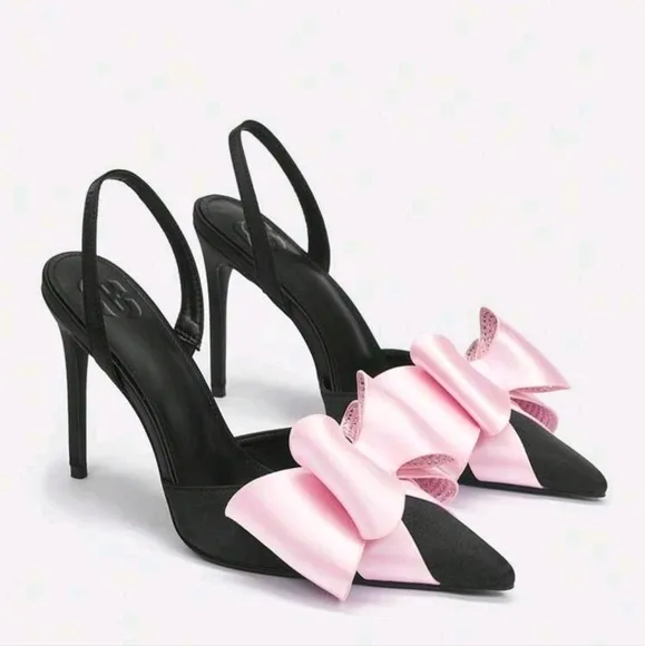 Women's Pointed Toe Back Strap Bow High Heel Pumps