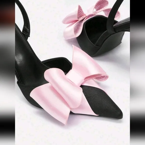 Women's Pointed Toe Back Strap Bow High Heel Pumps