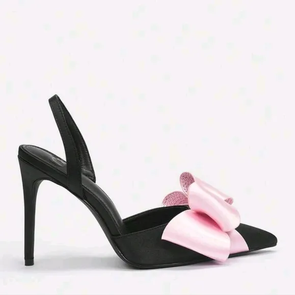 Women's Pointed Toe Back Strap Bow High Heel Pumps