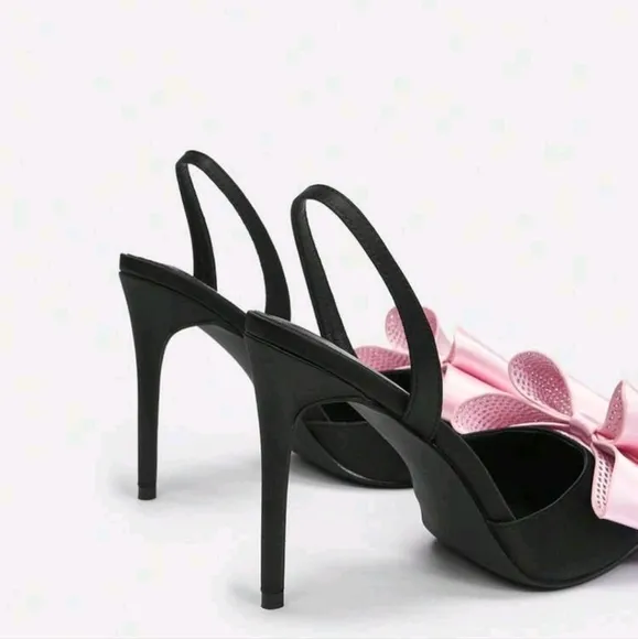 Women's Pointed Toe Back Strap Bow High Heel Pumps