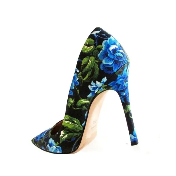 Women's Shoes Designer Mui Mui Floral Print Multi Color High Heel Pumps  8.5 M